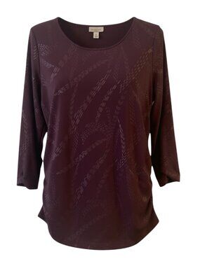 Chicos EasyWear Plum Top with Cinched Sides/Sleeves Size 8-10 (Chico's 0)